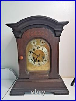 Pendule ancienne Junghans B10 (1910) acajou & laiton 44 cm à restaurer Pendule ancienne Junghans B10 (1910) acajou & laiton 44 cm à restaurer