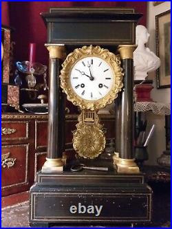 Pendule ancienne portique Napoelon III bois Norci