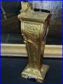 Pendule art nouveau 1900 bronze doré éc. Majorelle superbe décoration clock