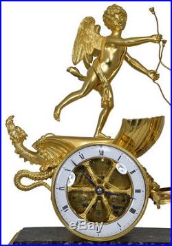 Pendule au char. Kaminuhr Empire clock bronze horloge antique uhren