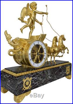 Pendule au char. Kaminuhr Empire clock bronze horloge antique uhren