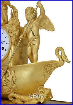 Pendule barque Vénus. Kaminuhr Empire clock bronze horloge antique cartel