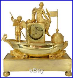Pendule barque Vénus. Kaminuhr Empire clock bronze horloge antique cartel