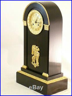 Pendule bois noirci et bronze doré époque Restauration clock uhr reloj orologio