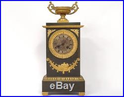Pendule borne Charles X bronze coupe cygnes angelot Pons Mugnier clock XIXè