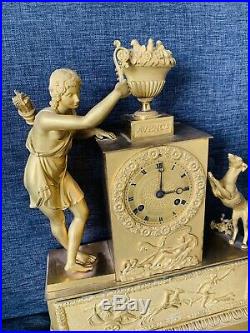 Pendule bronze Doré empire XIX EME A Venus clock
