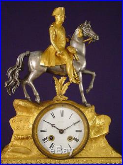 Pendule bronze doré Empire Charles X Napoléon Bonaparte clock uhr XIXéme H 52cm
