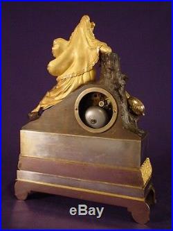 Pendule bronze doré Empire Restauration Charles X french clock uhr XIXéme
