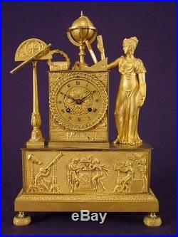 Pendule bronze doré Empire Restauration Uranie French clock Uhr XIXéme