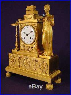 Pendule bronze doré Empire Restauration Uranie french clock uhr horloge XIXéme