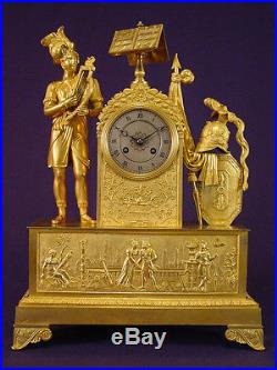 Pendule bronze doré Empire Restauration french clock uhr horloge XIXéme