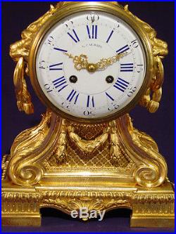 Pendule bronze doré Louis XVI french clock uhr second Empire XIXéme 1850