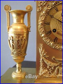 Pendule bronze doré Empire restauration clock Pendel Reichsuhr Empire