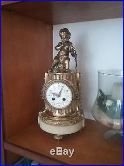 Pendule bronze dore angelot putti /cupidon clock 19eme