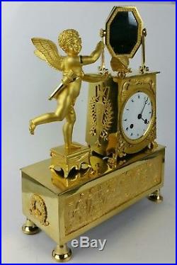 Pendule bronze doré époque empire Eros et la toilette de Psyché