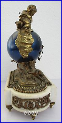 Pendule bronze globe celeste decor putti d'époque 19ème angelot napoleon III