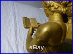 Pendule bronze restauration allegorie de la lecture et du savoir 19emme