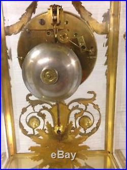 Pendule cage Style Louis XVI ancienne en Bronze et vitres Biseautées