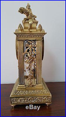 Pendule cage ancienne bronze doré Eugene Baguès bronzier Paris style Louis XVI