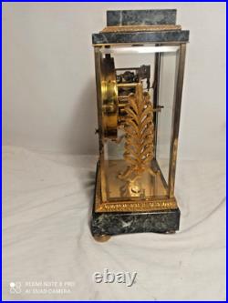 Pendule cage belle qualite marbre vert de mer, bronze dore fonctionne sonne