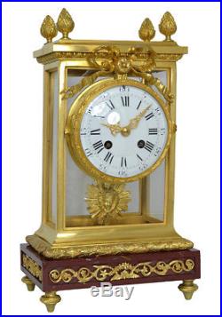 Pendule cage vitrées. Kaminuhr Empire clock bronze horloge antique uhren