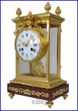 Pendule cage vitrées. Kaminuhr Empire clock bronze horloge antique uhren