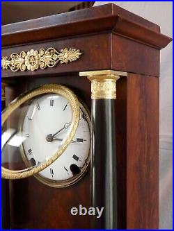 Pendule cartel 18 ème Charles Le Roy acajou flammé bronze antique french clock