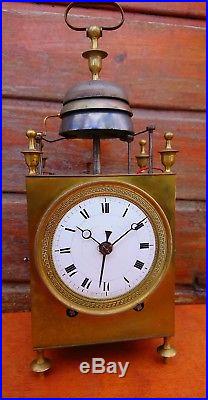 Pendule comtoise horloge CAPUCINE 3 cloches / 4 marteaux officier voyage