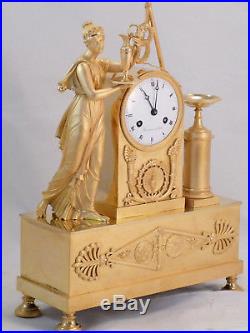 Pendule d'époque Restauration Bronze Doré ormolu clock uhr reloj