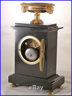 Pendule d'époque restauration marbre noir et bronze doré clock uhr reloj empire