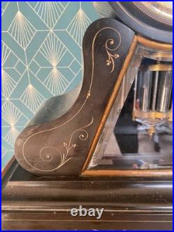 Pendule de Notaire Marbre Noir Napoléon III Balancier Mercure 42x40 cm