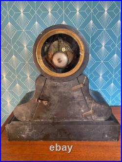 Pendule de Notaire Marbre Noir Napoléon III Balancier Mercure 42x40 cm