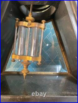 Pendule de Notaire Marbre Noir Napoléon III Balancier Mercure 42x40 cm