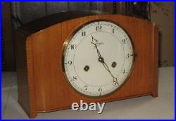 Pendule de buffet JUNGHANS, vintage, bronze, caisse bois clair, marche et sonne