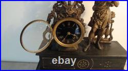 Pendule de cheminée, 1900, marbre et bronze, en bon état et qui fonctionne