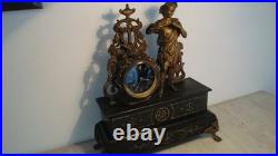 Pendule de cheminée, 1900, marbre et bronze, en bon état et qui fonctionne