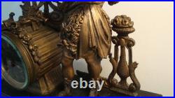 Pendule de cheminée, 1900, marbre et bronze, en bon état et qui fonctionne