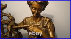 Pendule de cheminée, 1900, marbre et bronze, en bon état et qui fonctionne