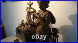 Pendule de cheminée, 1900, marbre et bronze, en bon état et qui fonctionne