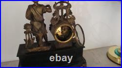 Pendule de cheminée, 1900, marbre et bronze, en bon état et qui fonctionne