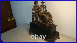 Pendule de cheminée, 1900, marbre et bronze, en bon état et qui fonctionne