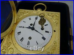 Pendule de voyage carriage clock sonnerie heures réveil (1820 fin 1er empire)