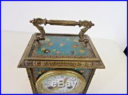 Pendule de voyage ou d' officier bronze et tole peinte XIXe Napoleon III