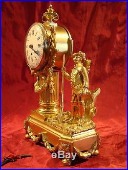 Pendule en bronze doré début XVIIIème mouvement à coq époque Louis XIV