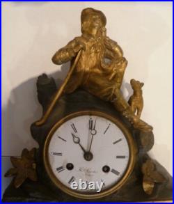 Pendule en bronze double patine époque XIXe #5203#