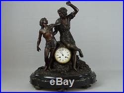 Pendule en bronze et marbre Scène mythologique signé Falconnet clock reloj uhr