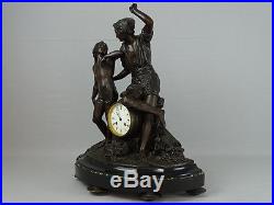 Pendule en bronze et marbre Scène mythologique signé Falconnet clock reloj uhr
