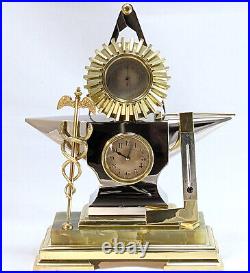 Pendule en forme d'enclume, station météo 1890, Guilmet clock uhr reloj orologio