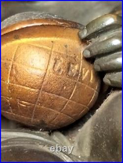 Pendule en marbre rose, forme temple & putti astronome bronze doré/patiné / XIXe