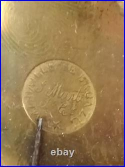 Pendule en marbre rose, forme temple & putti astronome bronze doré/patiné / XIXe